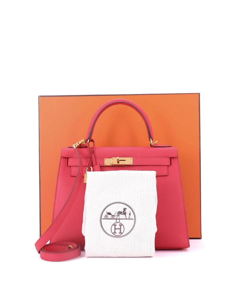 Pre-Owned Hermes Kelly 28 Handbag Pink Epsom with Gold Hardware