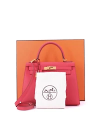 Pre-Owned Hermes Kelly 28 Handbag Pink Epsom with Gold Hardware