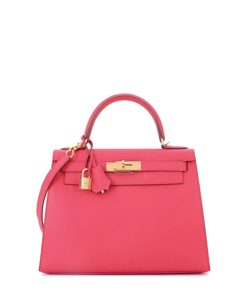 Pre-Owned Hermes Kelly 28 Handbag Pink Epsom with Gold Hardware