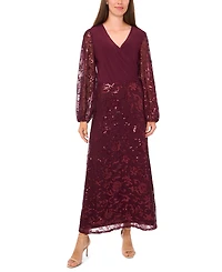Msk Women's Mixed Media Long Sleeve Top