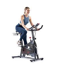 Sunny Health & Fitness Active 200 Smart Exercise Bike w/Pulse Sensor, Indoor Cardio Cycling Machine w/Adjustable Handlebar & Seat for Cardio Cycle Tra