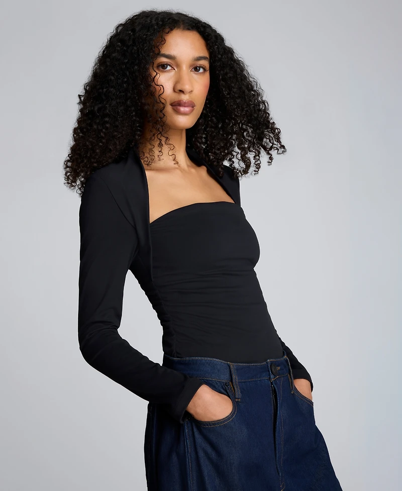 Kenneth Cole Juniors' Square Neck Long Sleeve Top