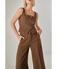 Nasty Gal Women's Tailored Zip Front Wide Leg Pants