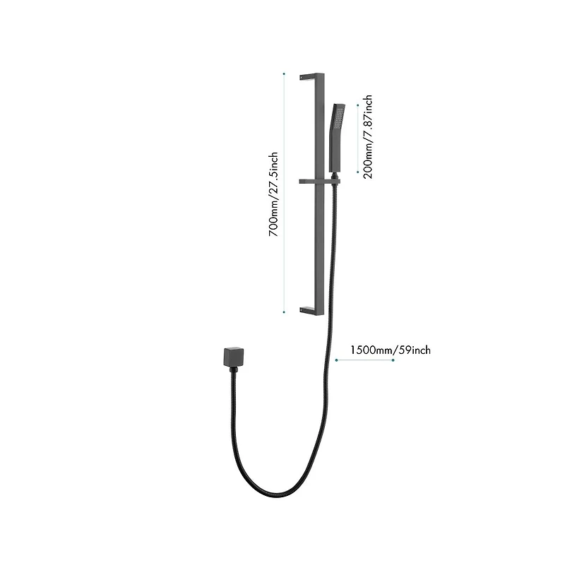 Rainsken Handheld Shower with 28-Inch Slide Bar and 59-Inch Hose