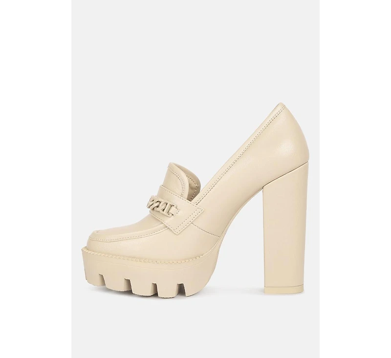 Corinne Womens Chain Embellished Chunky Loafers