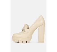 Corinne Womens Chain Embellished Chunky Loafers