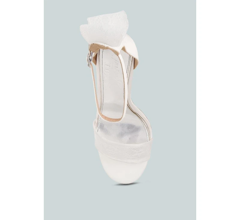Delancy Bow Detail Lace Stiletto Sandals Women