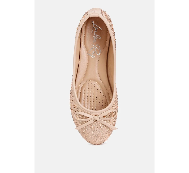 Womens hosana rhinestones and stud embellished ballet flats
