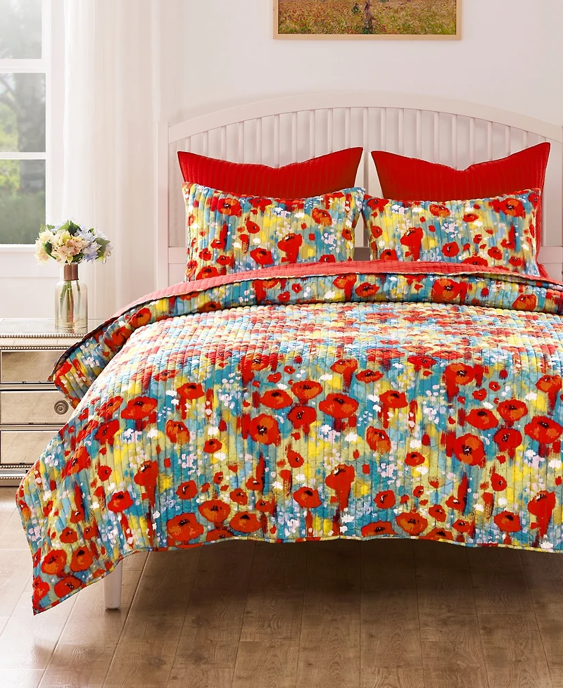 Greenland Home Fashions Poppies Modern Floral -Pc. Quilt Set