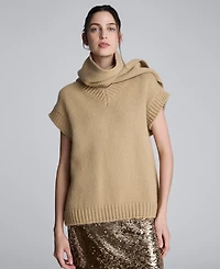 Kenneth Cole Women's Sleeveless Detachable Scarf Sweater