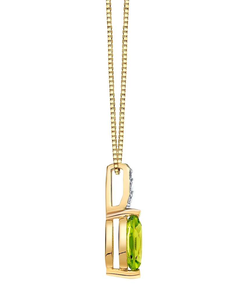 Macy's Peridot (1/2 ct. t.w.) & Diamond Accent 18" Pendant Necklace in 10k Yellow Gold