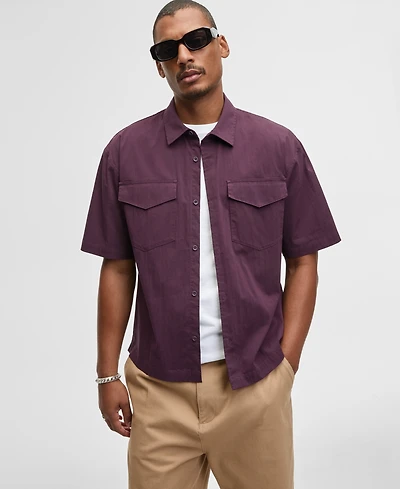 Mode of One Men's Relaxed-Fit Patch Pocket Short-Sleeve Shirt, Macy's Exclusive
