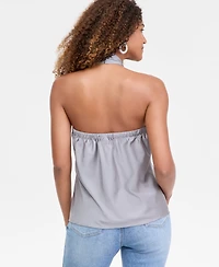 I.n.c. International Concepts Women's Printed Satin Knotted Halter Top, Macy's Exclusive