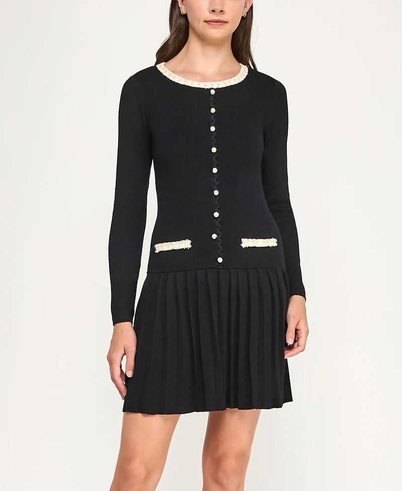 Invitee Juniors' Long Sleeve Crew Neck Sweater Dress