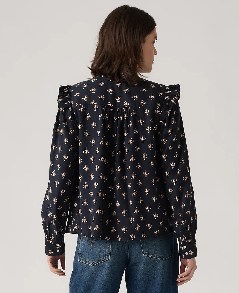 Levi's Women's Gianna Long Sleeve Ruffle Trim Blouse
