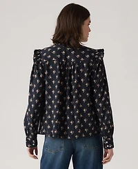 Levi's Women's Gianna Long Sleeve Ruffle Trim Blouse