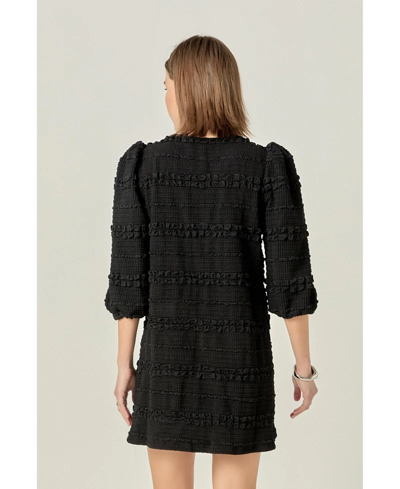 English Factory Women's Smocked Fabric Puff Sleeve Mini Dress