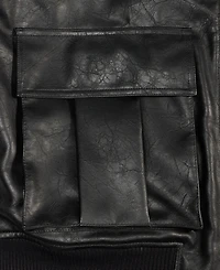 Mode of One Men's Relaxed-Fit Faux-Sherpa-Collar Faux-Leather Bomber Jacket, Macy's Exclusive
