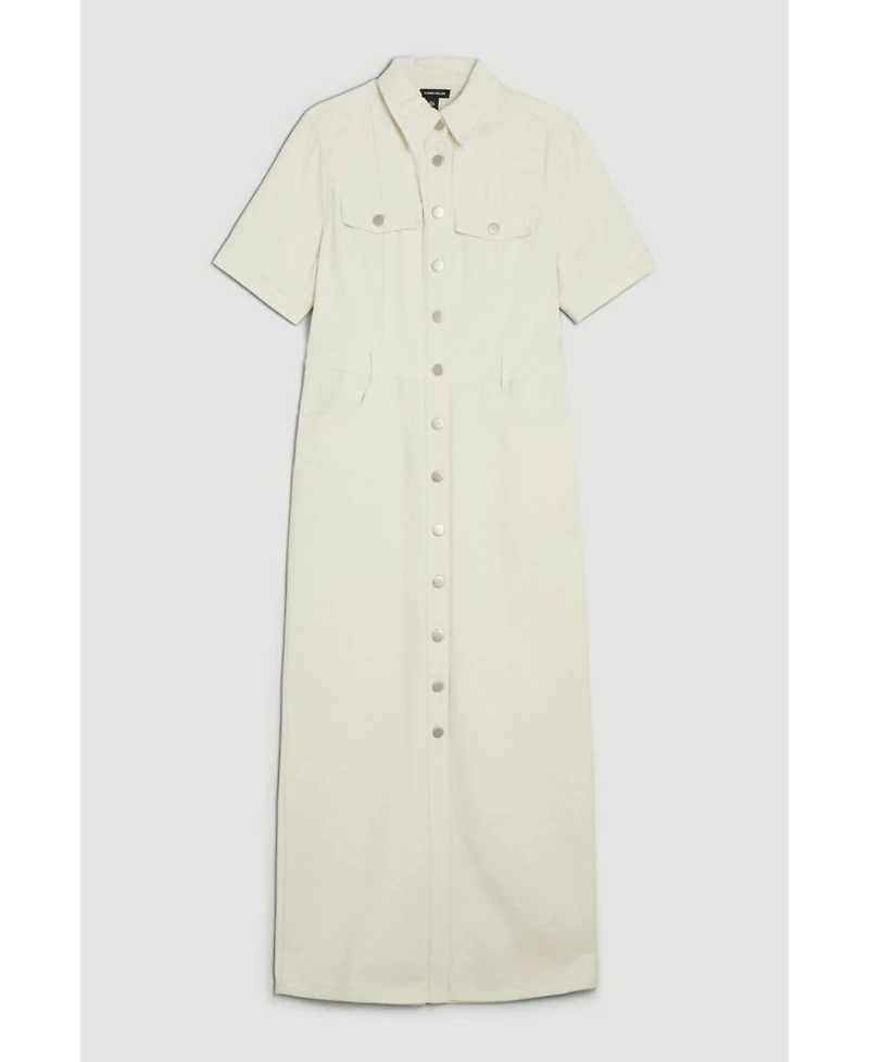 Karen Millen Women's Denim Midi Shirt Dress