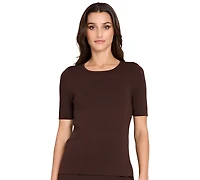 Tahari Asl Women's Petite Fine-Rib Crewneck Sweater T-Shirt