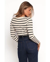 Petal and Pup Women's Deni Henley Bodysuit - Stripe