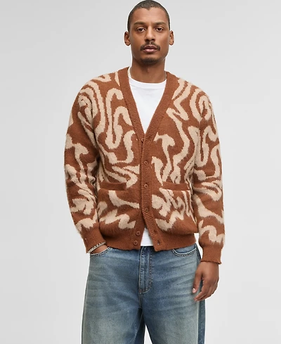 Mode of One Men's Swirl V-Neck Cardigan, Macy's Exclusive