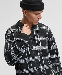 Mode of One Men's Relaxed-Fit Plaid Zipper Sweater, Macy's Exclusive