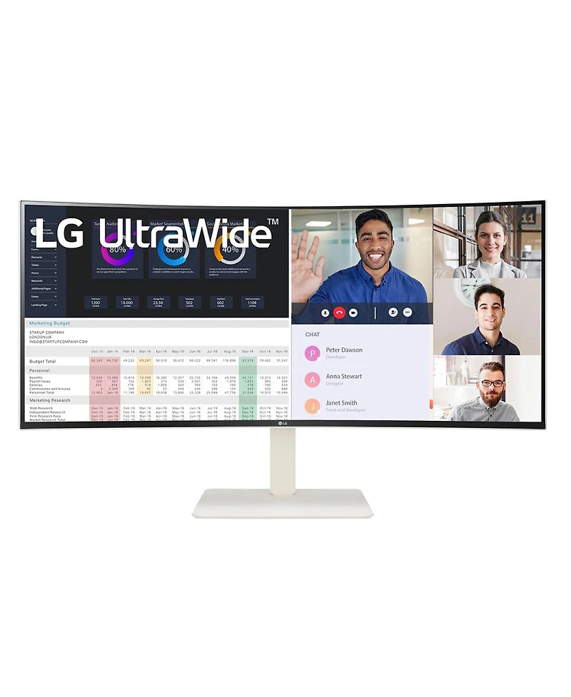 Lg 38WR85QC 37.5" 21:9 Ultrawide Qhd+ 144Hz Curved Usb-c Ips Lcd Hdr Monitor, White