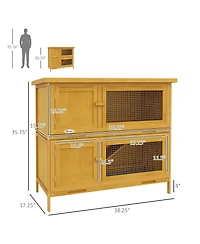 PawHut Wooden Bunny Hutch with Ramp, Indoor/Outdoor,