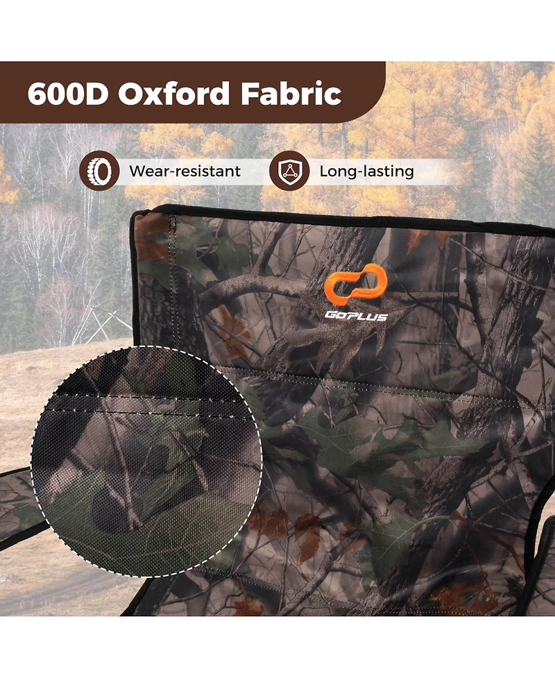 Costway 360° Swivel Hunting Chair with Mesh Cup Holder & Storage Pockets Cozy Backrest