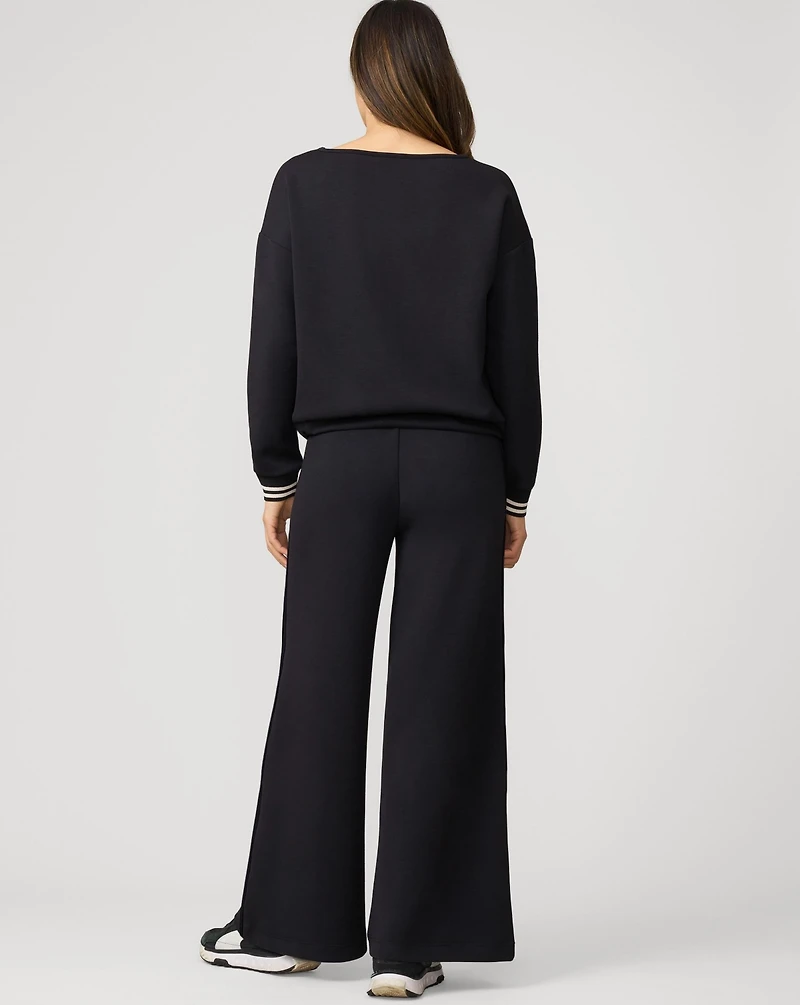 Cable & Gauge Boat Neck Top Wide Leg Pant Lounge Set