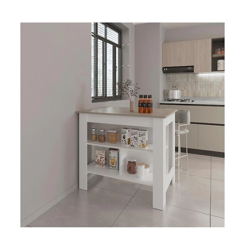 We Have Furniture Kitchen Island Ada, Kitchen, Taupe / White