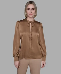 Karl Lagerfeld Paris Women's Tie Neck Top