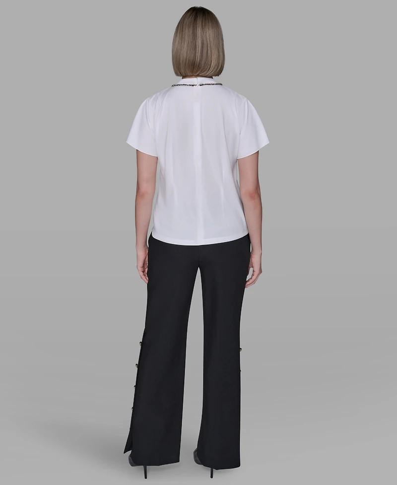 Karl Lagerfeld Paris Women's Mock Neck Top