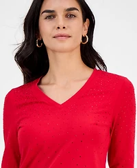 I.n.c. International Concepts Petite Embellished V-Neck T-Shirt, Macy's Exclusive