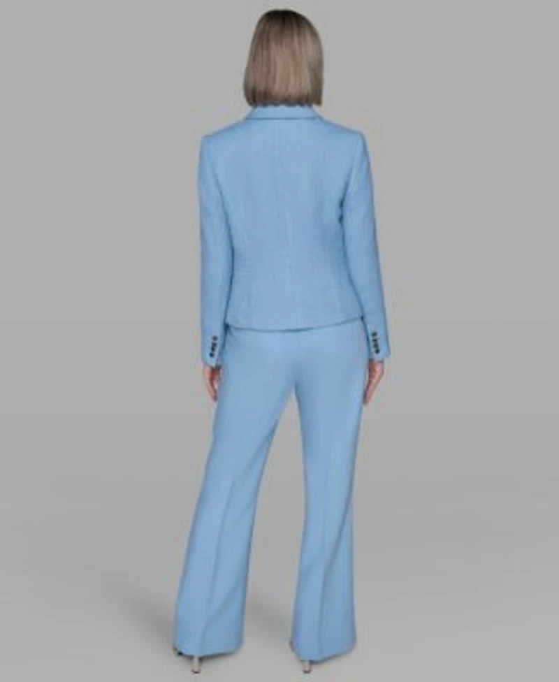 Karl Lagerfeld Paris Womens Cropped Long Sleeve Jacket Sleeveless Top Mid Rise Flared Pants