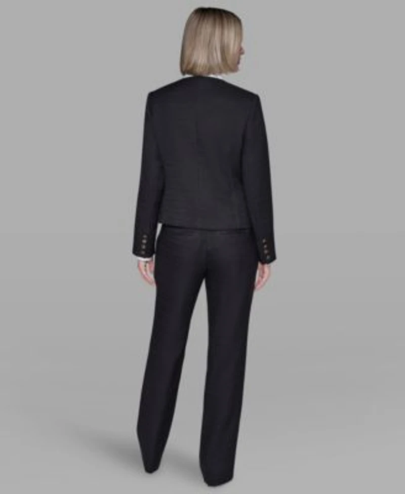 Karl Lagerfeld Paris Womens Long Sleeve Jacket Mid Rise Flared Pants