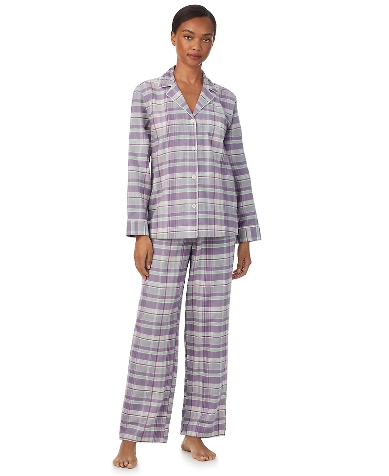 Lauren Ralph Petite 2 Piece Long Sleeves Top and Pants Pajama Set