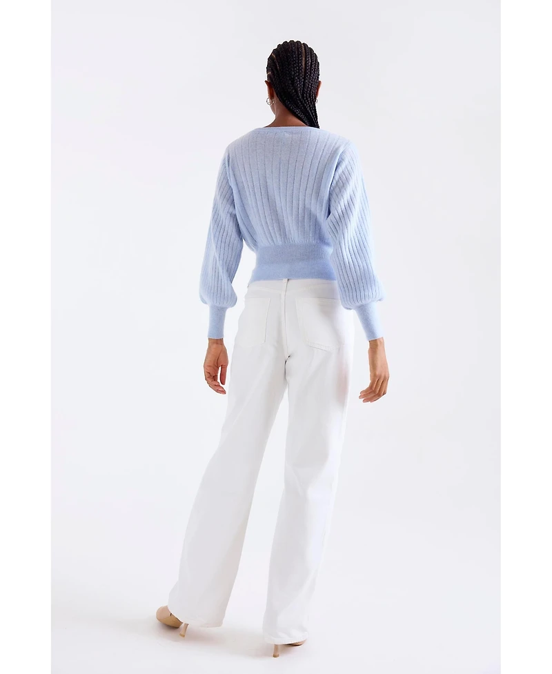 1982 Women's Rosa Ribbed Long Sleeve Cashmere Sweater