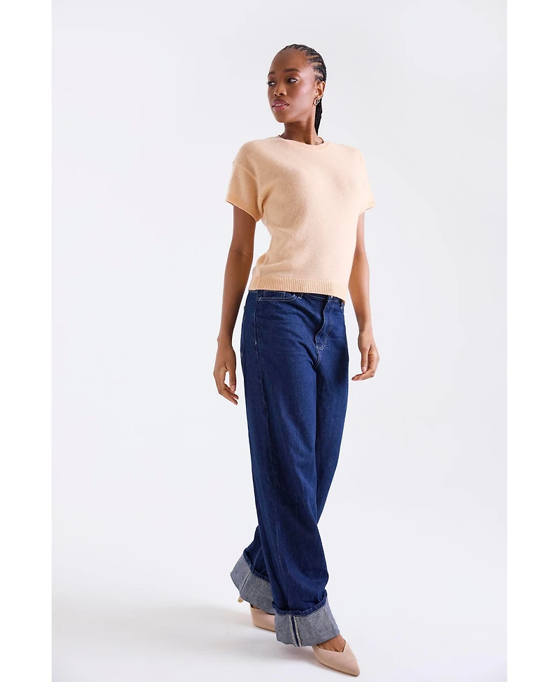 1982 Women's Esme Short Sleeve Crew Neck Cashmere Top