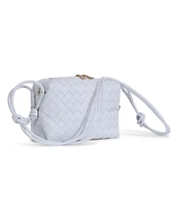 Women's White Woven Leather Crossbody Bag