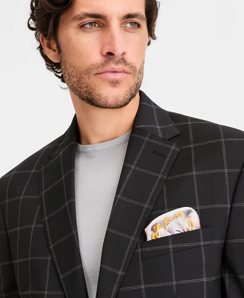 Tayion Collection Men's Classic-Fit Windowpane Suit Separates Jacket