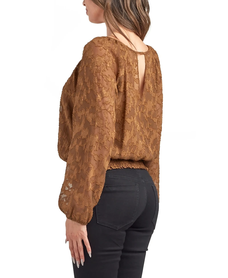Bcx Juniors' Solid Burnout Long Sleeve Top