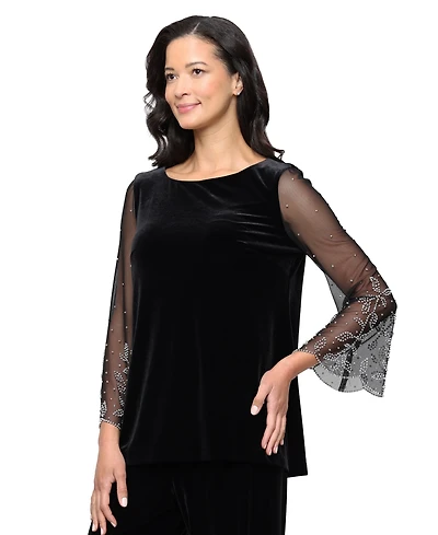 Alex Evenings Women's 3/4-Sleeve Velvet Blouse