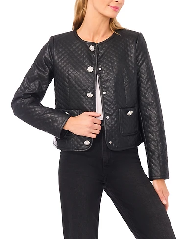 CeCe Women's Quilted Long Sleeve Jacket