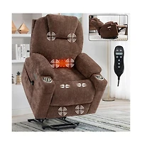 Lift Recliner Chair with Massage, Heat & Usb Charging, Chenille Upholstery, Cup Holders, 350 Lbs Support-Maison Boucle