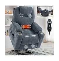 Lift Recliner Chair with Massage, Heat & Usb Charging, Chenille Upholstery, Cup Holders, 350 Lbs Support-Maison Boucle