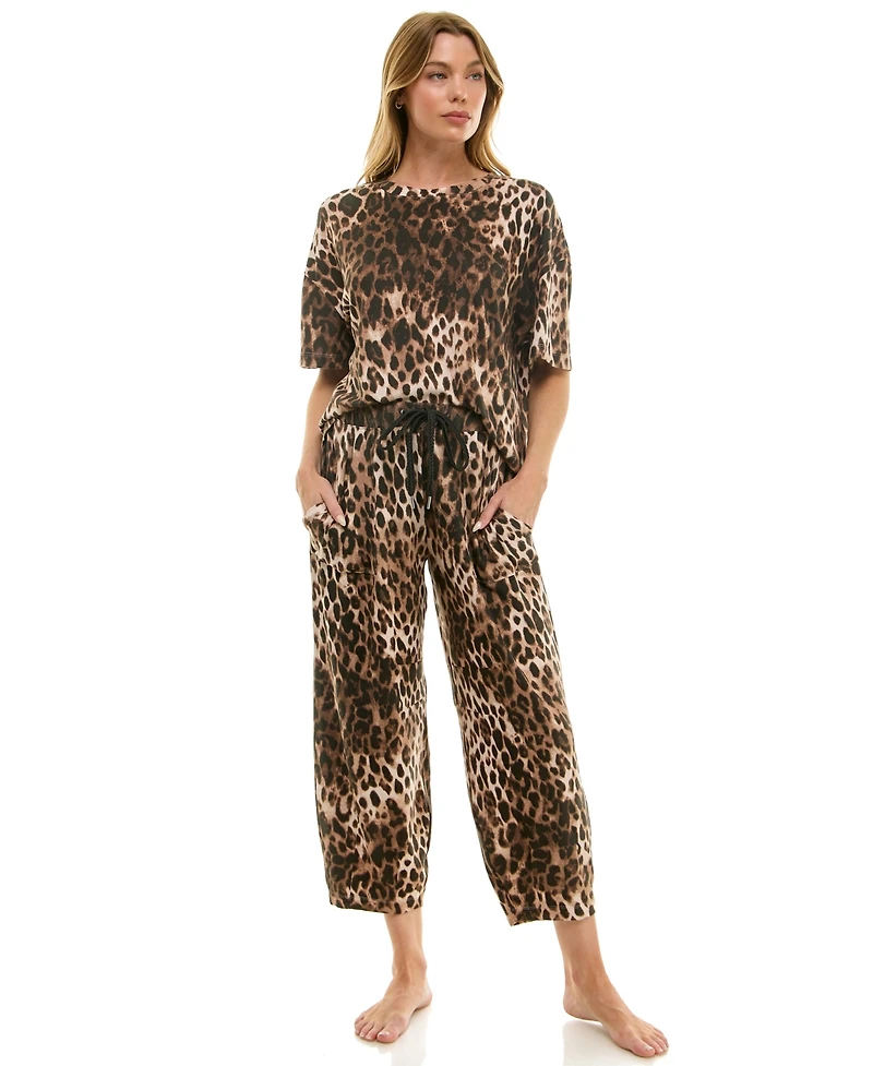 Roudelain Women's Boxy T-Shirt and Barrel Leg Pants Set