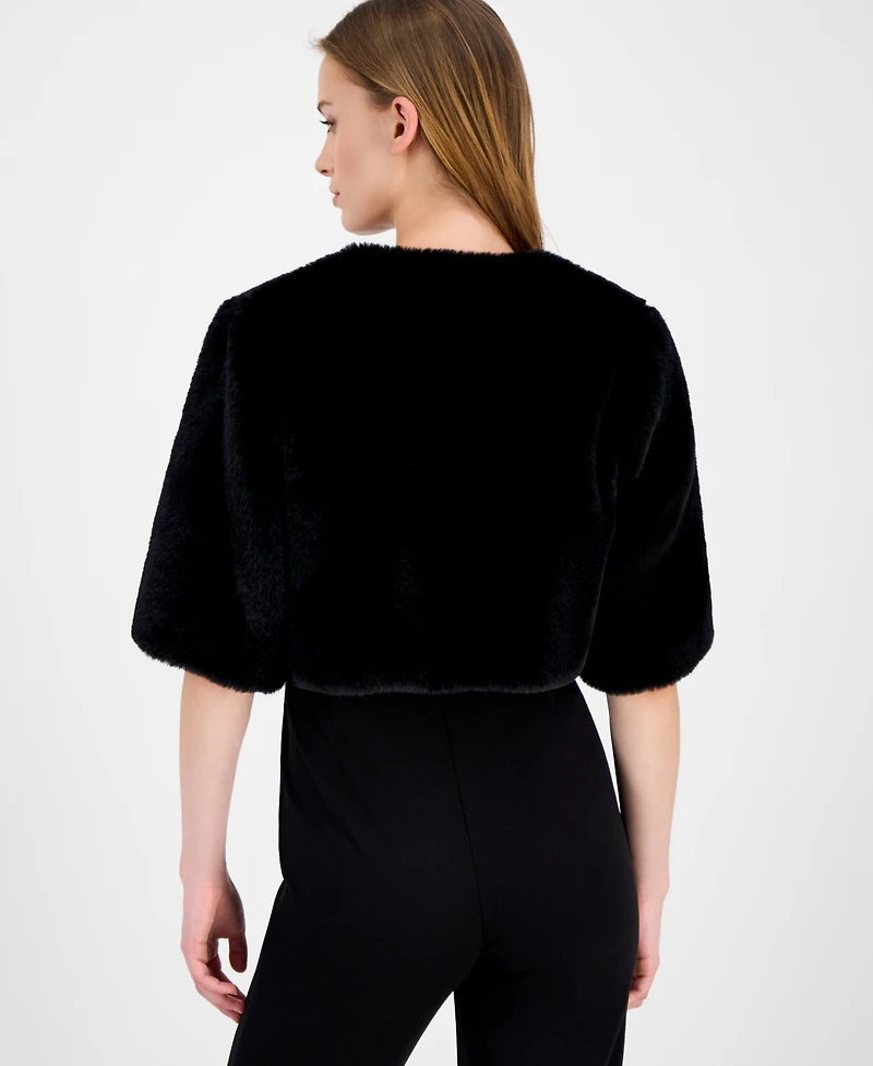 Anne Klein Women's Faux Fur Open Front Shrug