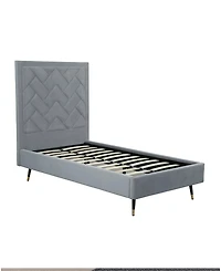 Manhattan Comfort Crosby Modern Twin-Size Velvet Upholstered Bedframe and Headboard